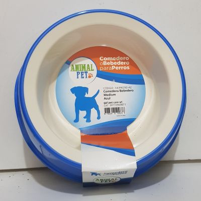 Comedero o bebedero para perro medium - azul y blanco