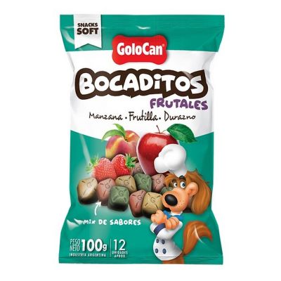 Golocan Bocaditos Frutales de Manzana - Frutilla y Durazno para Perro  