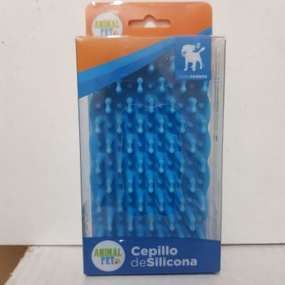 Animal Pet Cepillo Perro Silicona Azul  
